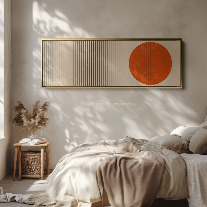 Narrow Wall Decor Beige Black Orange Above Bed Wall Art