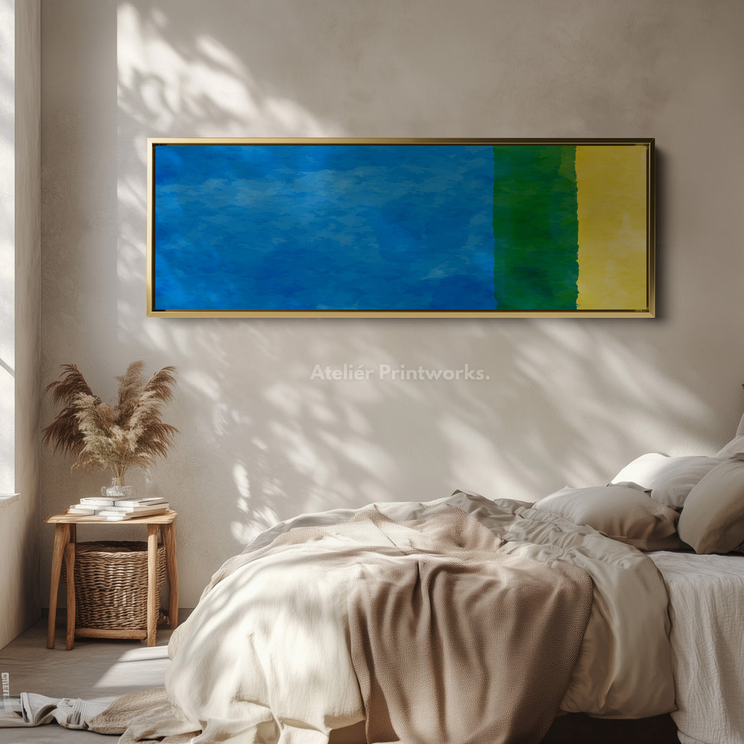 Panoramic Wall Art Blue Green Yellow Long Canvas For Coastal Inspired Spaces