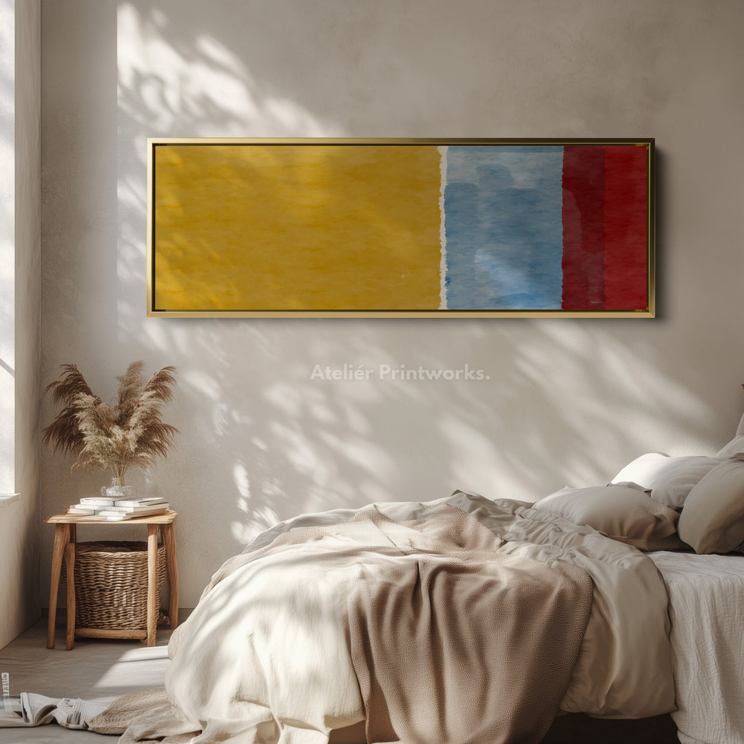 Wide Wall Art Yellow Blue Red Long Canvas For Bedroom Or Hallway