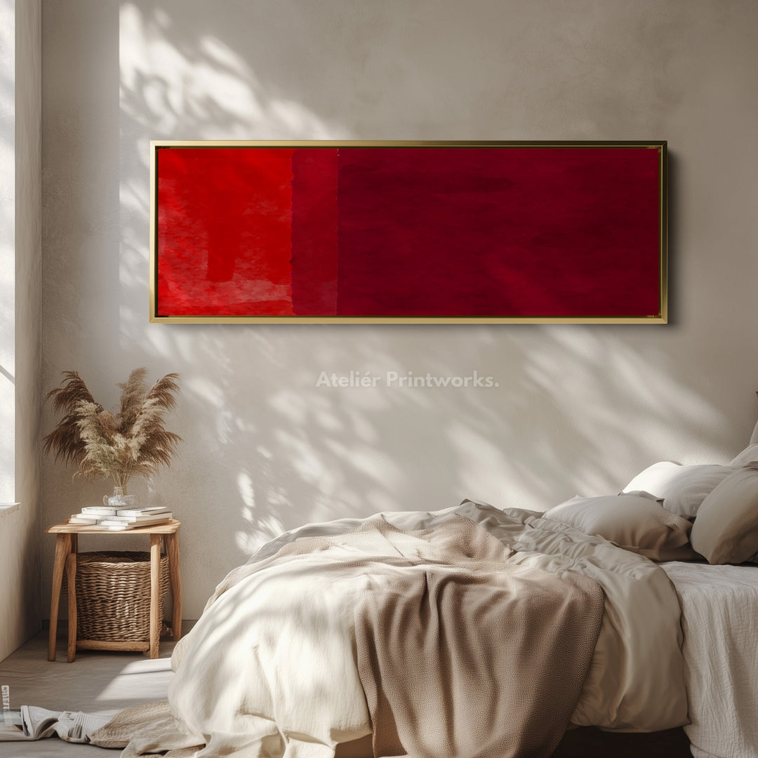 Horizontal Wall Art Red Orange Long Canvas Modern Bold Colour