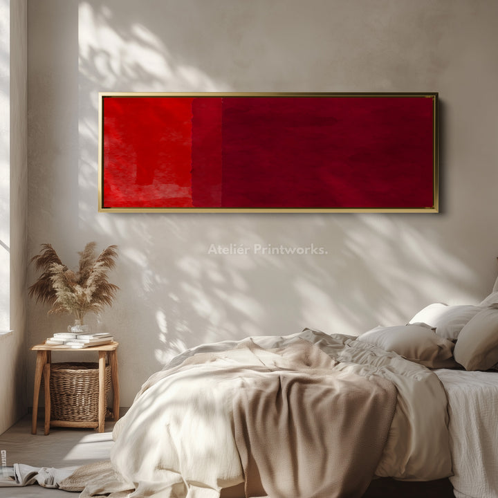 Horizontal Wall Art Red Orange Long Canvas Modern Bold Colour