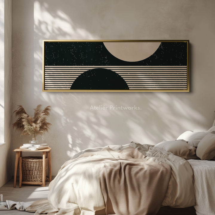 Long Narrow Canvas Beige Black Skinny Wall Art For Bedroom Or Hallway