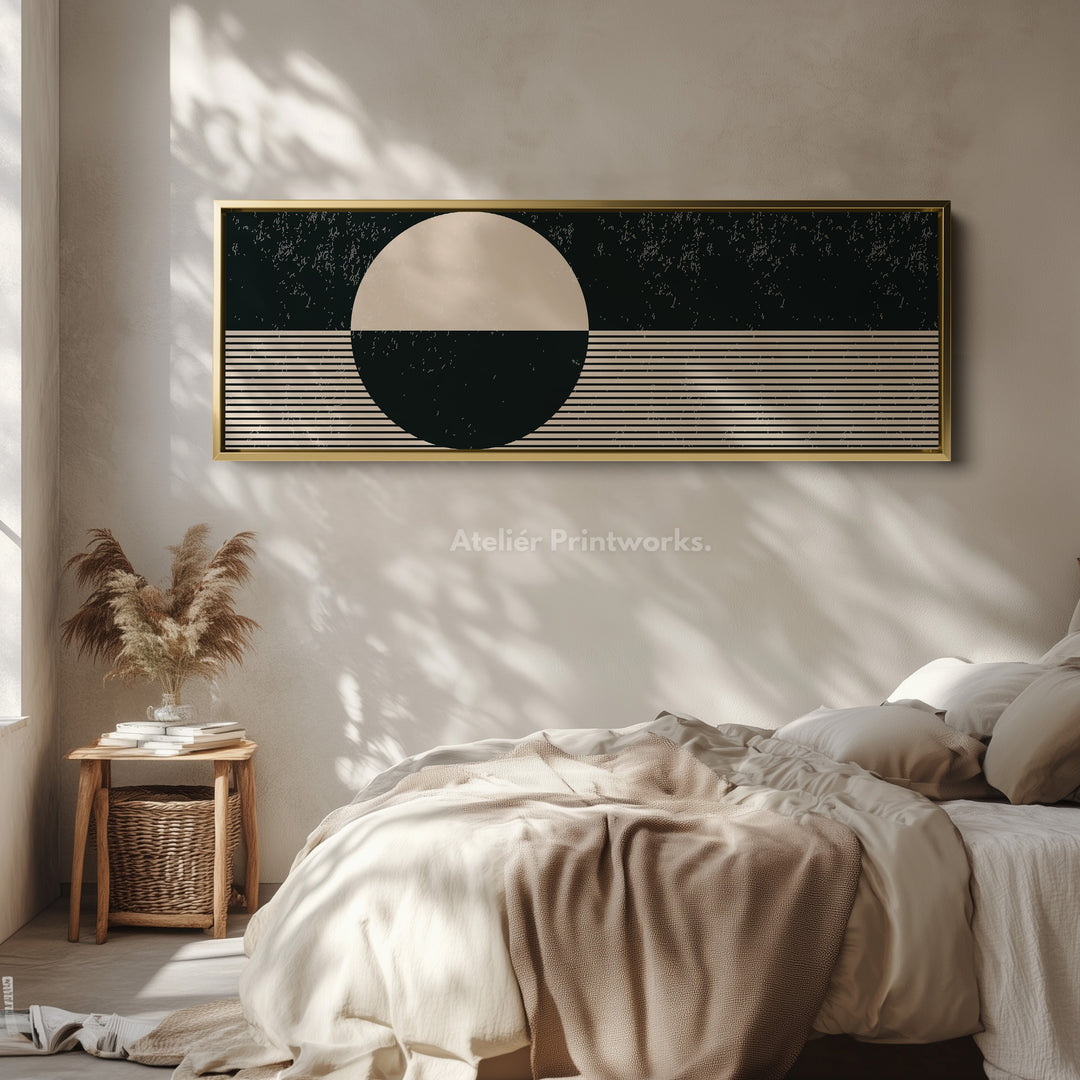 Wide Wall Art Beige Black Panoramic Long Canvas For Living Room