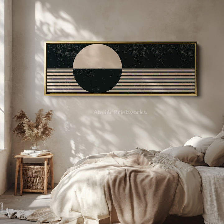 Wide Wall Art Beige Black Panoramic Long Canvas For Living Room