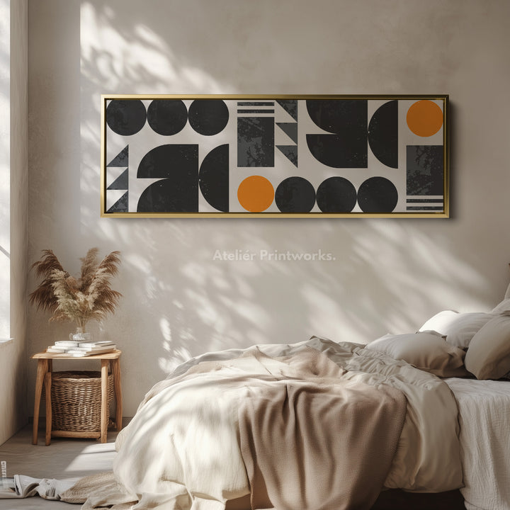 Long Canvas Grey Orange Skinny Horizontal Wall Art Modern Minimalist
