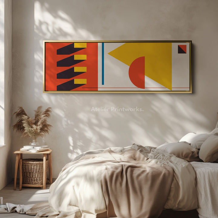 Horizontal Wall Art Yellow Orange Geometric Above Bed Art Living Room