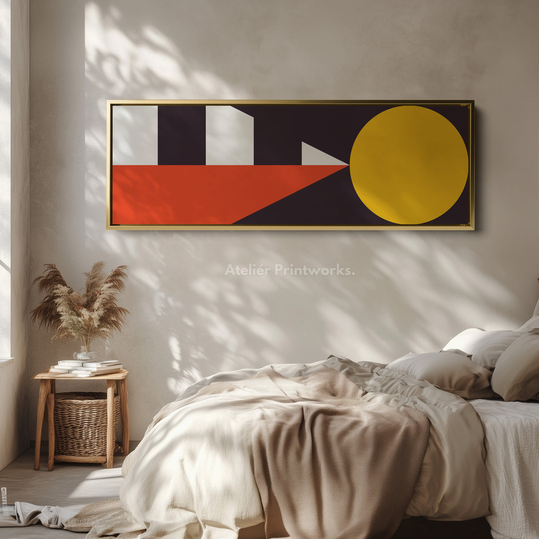 Wide Panoramic Wall Art Yellow Orange Geometric Long Canvas
