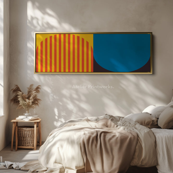 Panoramic Wall Art Yellow Blue Modern Geometric Long Canvas