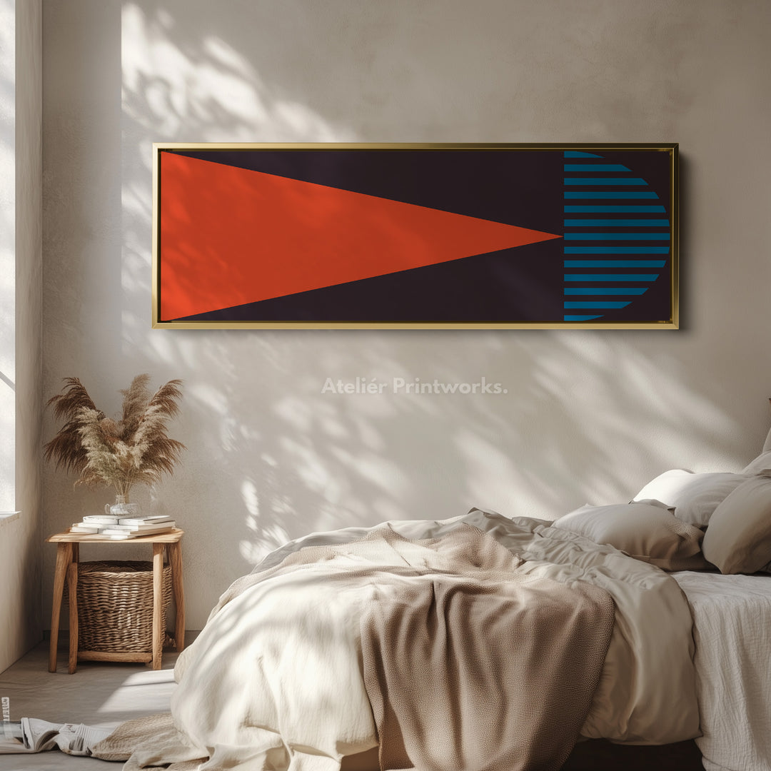 Long Narrow Canvas Blue Yellow Graphic Geometric Wall Art