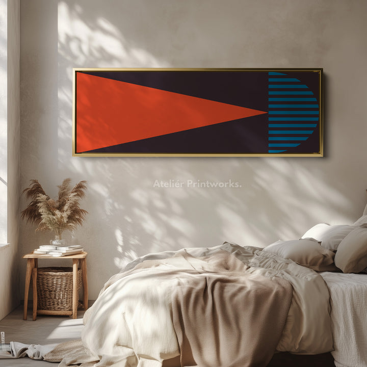 Long Narrow Canvas Blue Yellow Graphic Geometric Wall Art