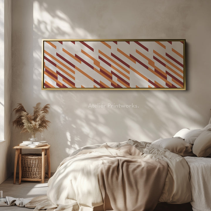 Long Narrow Canvas Beige Orange Brown Minimal Pattern Wall Art