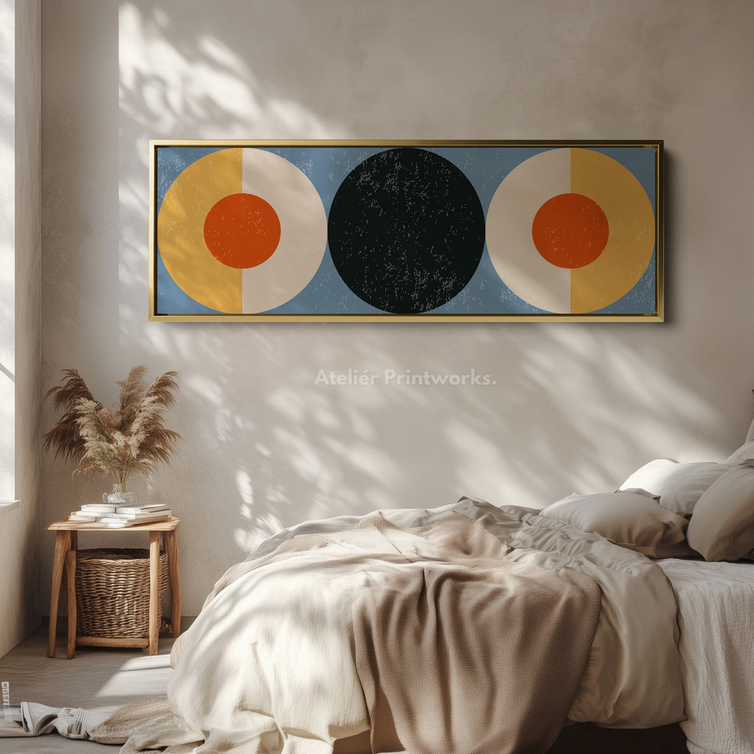 Horizontal Wall Art Orange Yellow Blue Modern Geometric Canvas