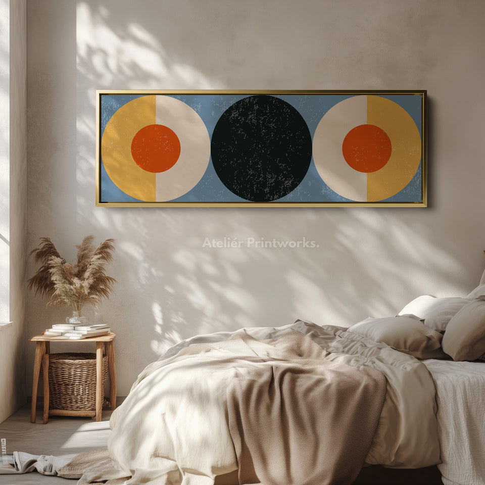 Horizontal Wall Art Orange Yellow Blue Modern Geometric Canvas