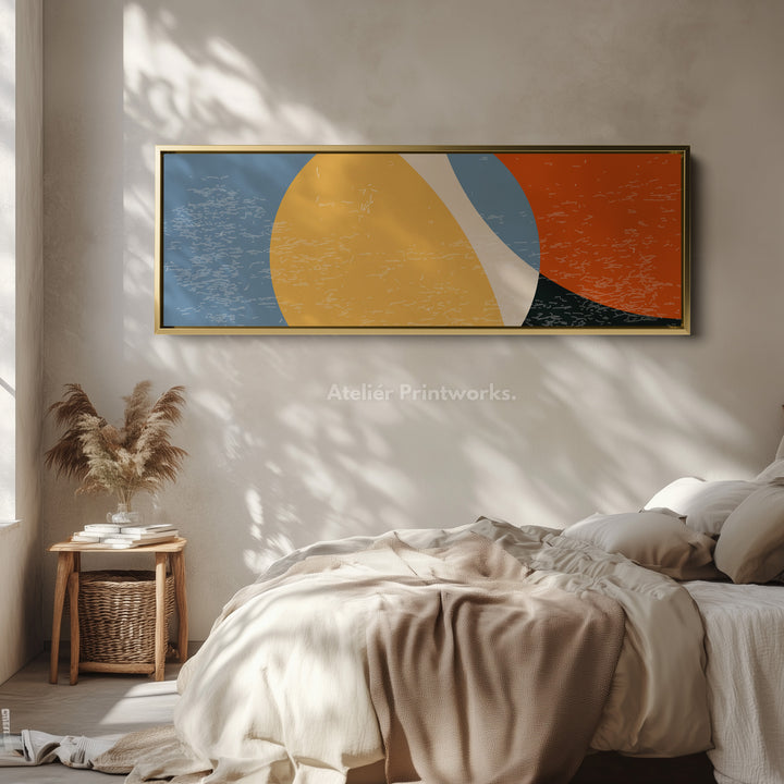 Horizontal Wall Art Yellow Orange Blue Contemporary Canvas