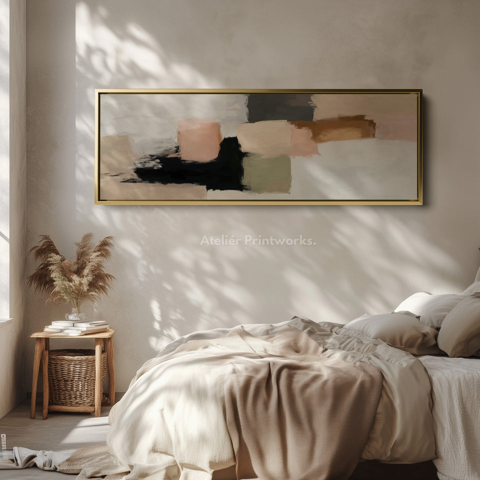 Long Narrow Canvas Neutral Abstract For Bedroom Or Living Room