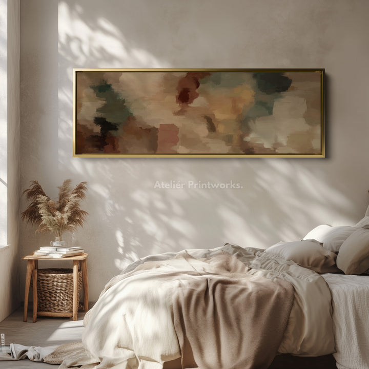 Wide Panoramic Wall Art Earthy Abstract For Living Room