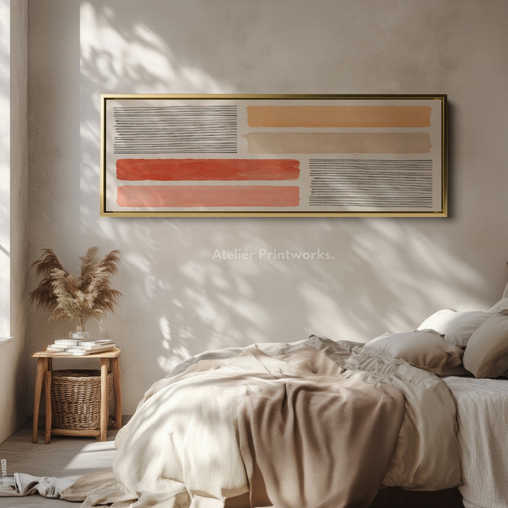 Horizontal Wall Art Terracotta Stripes And Warm Minimalist Blocks