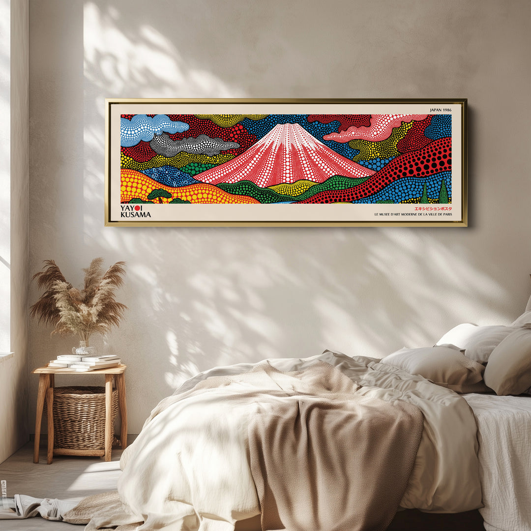 Yayoi Kusama Horizontal Wall Art Abstract Floral Forms Long Canvas For Living Room