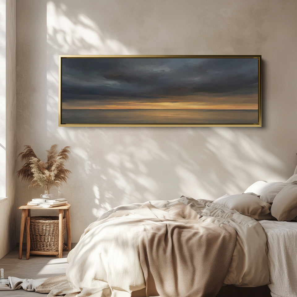 Wide Canvas Dramatic Sunset Over Sea Statement Wall Decor Office