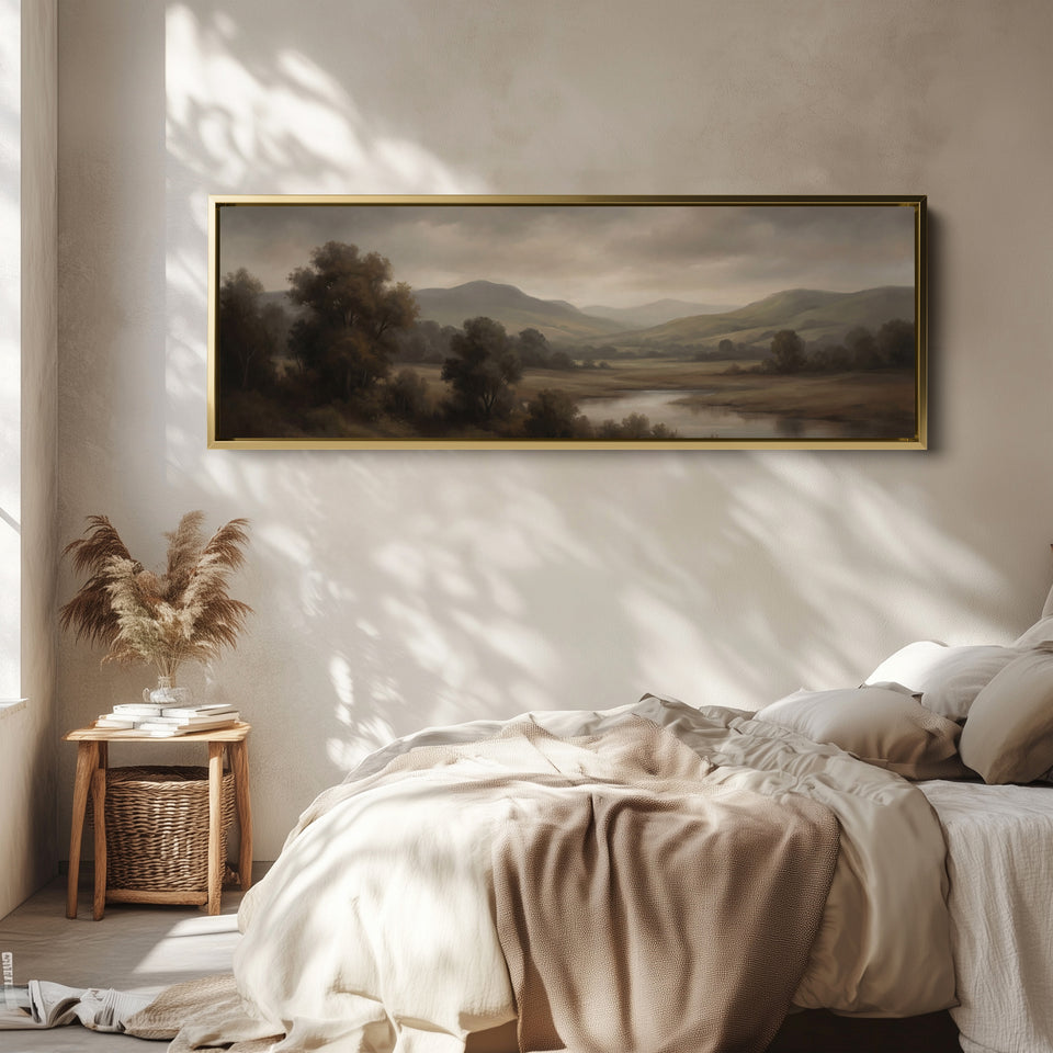 River Valley Landscape Panoramic Wall Art Statement Decor Office