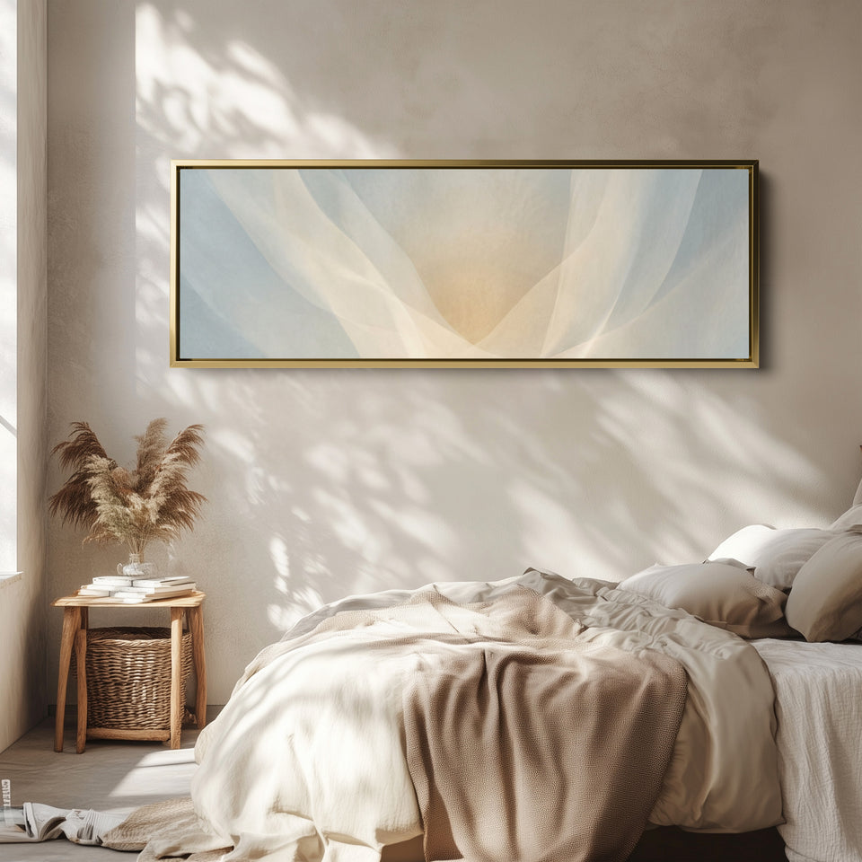 Sheer Fabric Abstract Layers Bedroom Wall Art Framed Canvas Print Living Room