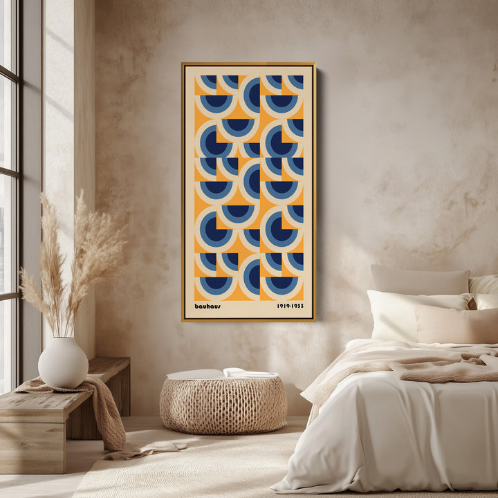 Bauhaus Vertical Wall Art Circular Geometric Pattern Tall Canvas For Hallway