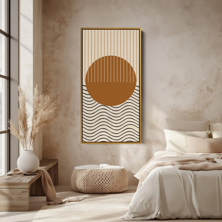 Vertical Wall Art Abstract Sun Waves Tall Canvas For Living Room