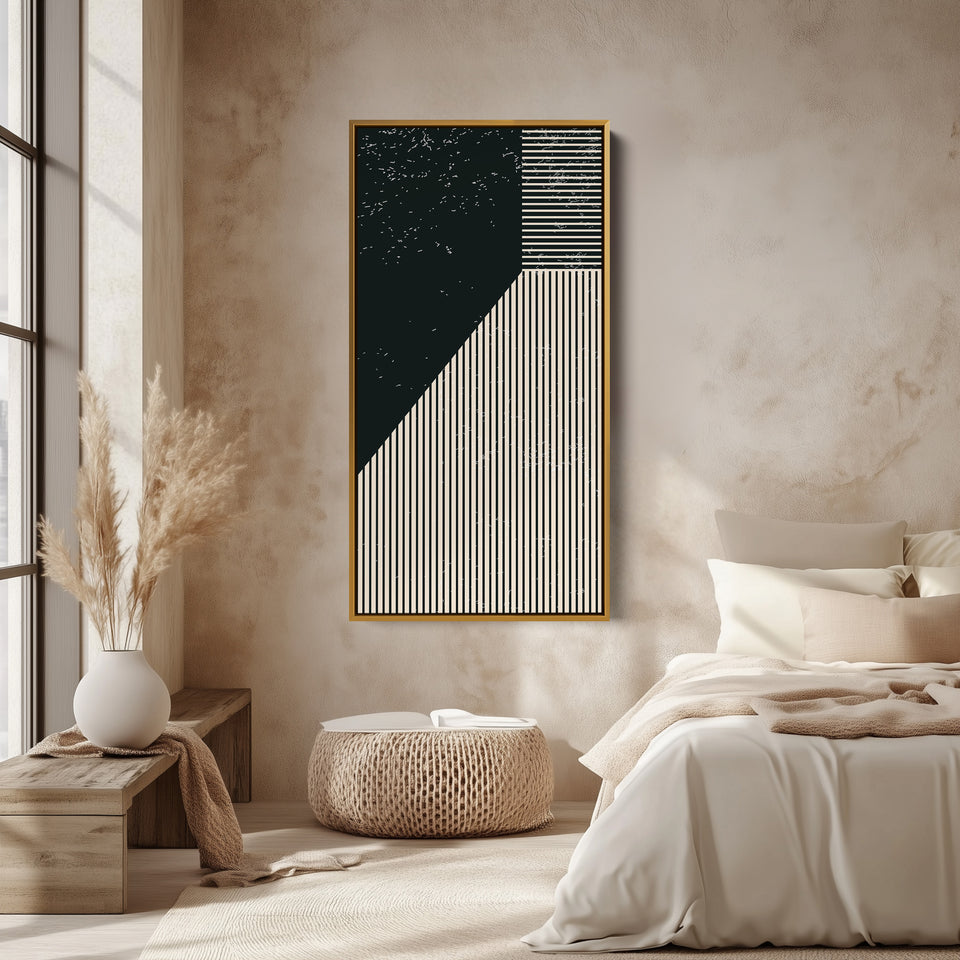 Vertical Wall Art Geometric Stripe Blocks Tall Canvas For Office