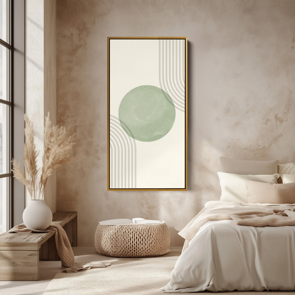 Vertical Wall Art Soft Green Circle Portrait Wall Art For Bedroom