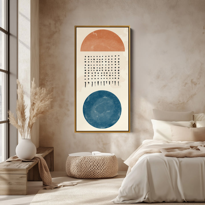 Vertical Wall Art Abstract Circles Dots Tall Canvas For Living Room