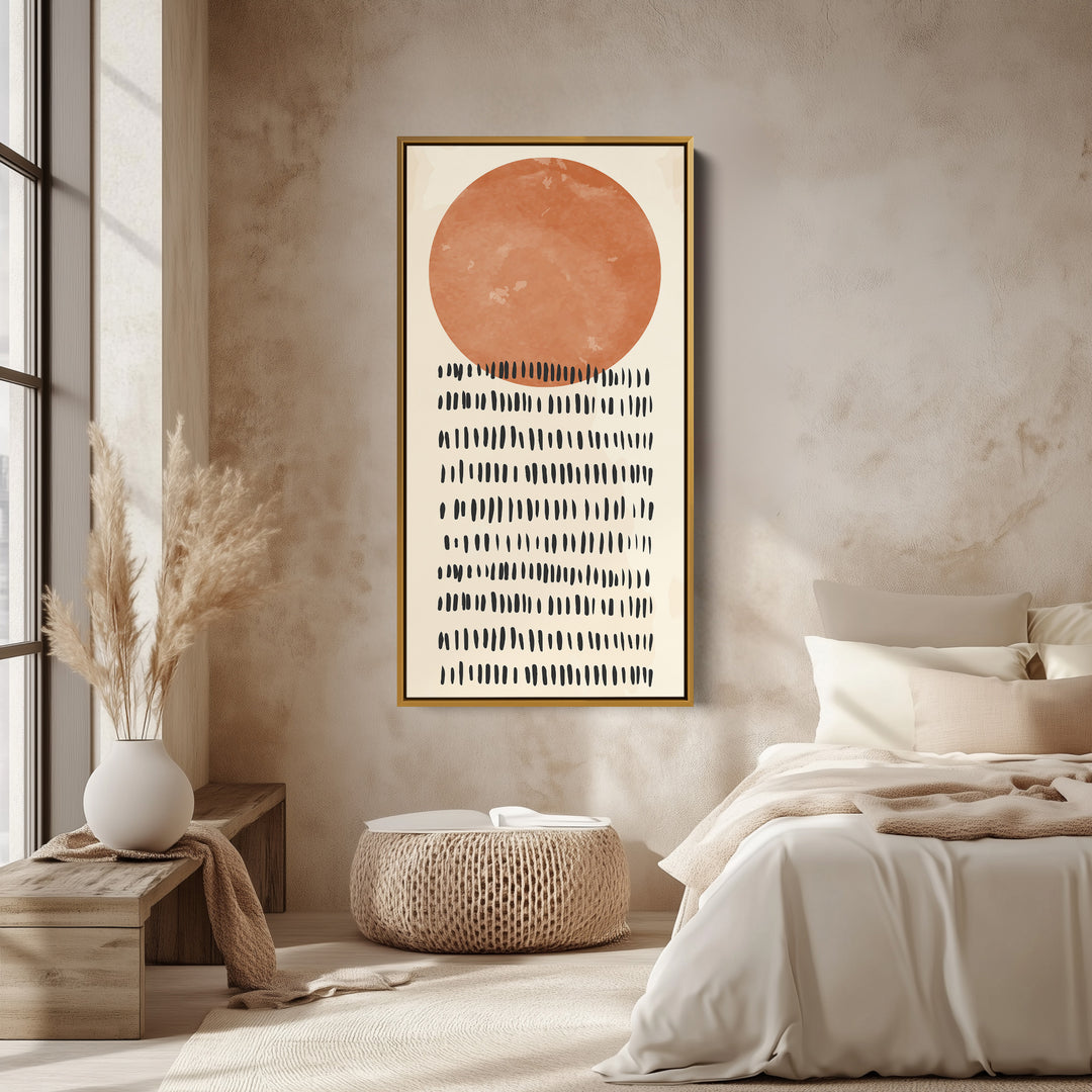 Vertical Wall Art Orange Circle Pattern Tall Canvas For Hallway