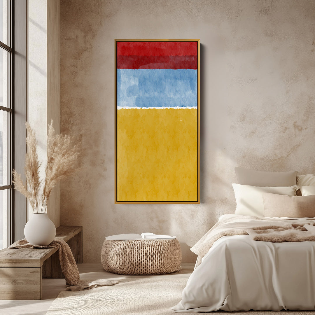 Vertical Wall Art Abstract Colour Bands Tall Canvas For Bedroom