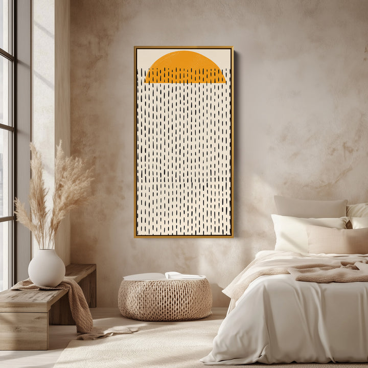 Vertical Wall Art Half Sun Pattern Vertical Canvas For Bedroom