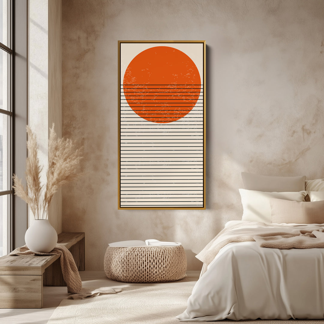 Narrow Wall Art Striped Sun Vertical Canvas For Living Room