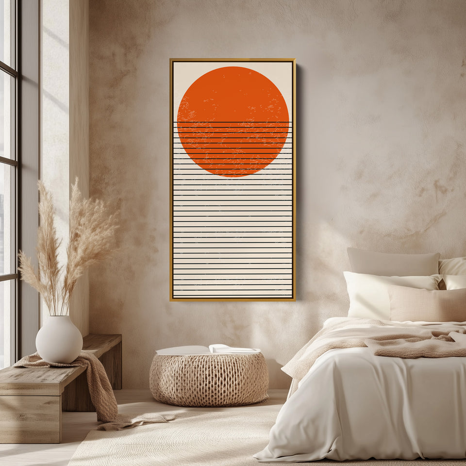 Narrow Wall Art Striped Sun Vertical Canvas For Living Room