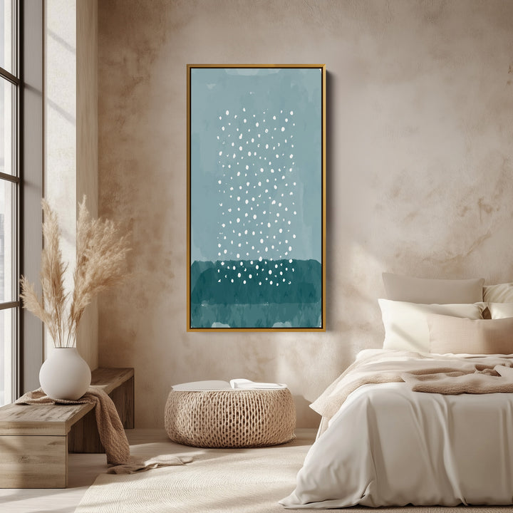 Tall Narrow Canvas Blue Dot Abstract Vertical Canvas For Office