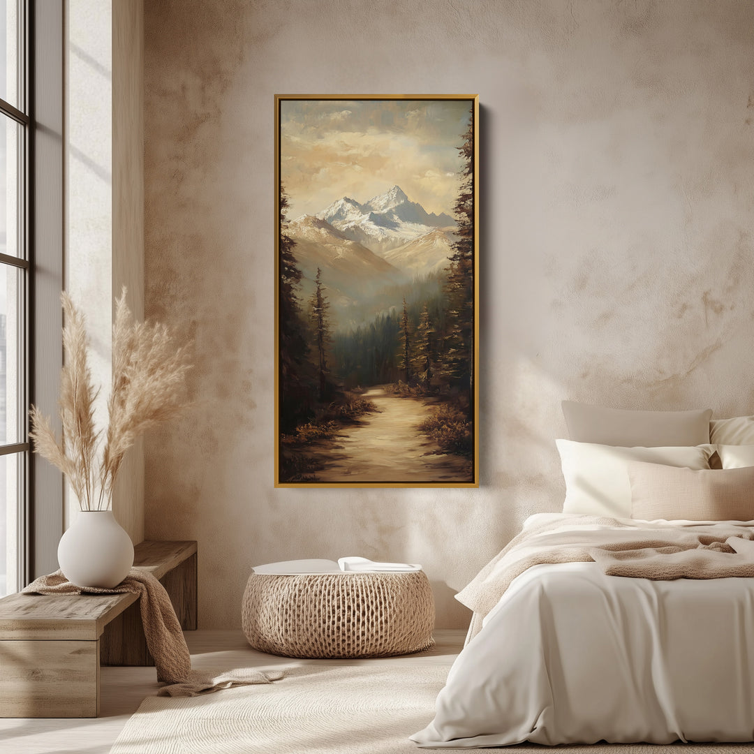 Portrait Wall Art Mountain Path Tall Canvas For Living Room