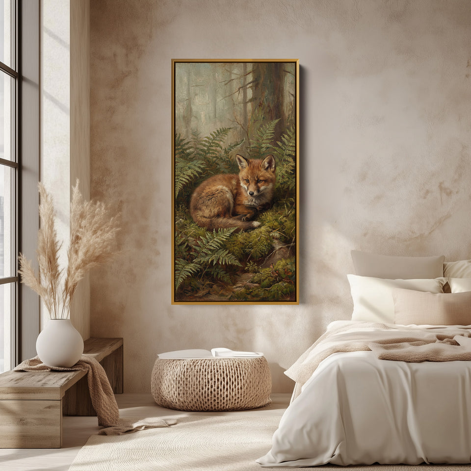 Fox Forest Portrait Large Vertical Wall Art Tall Canvas For Hallway