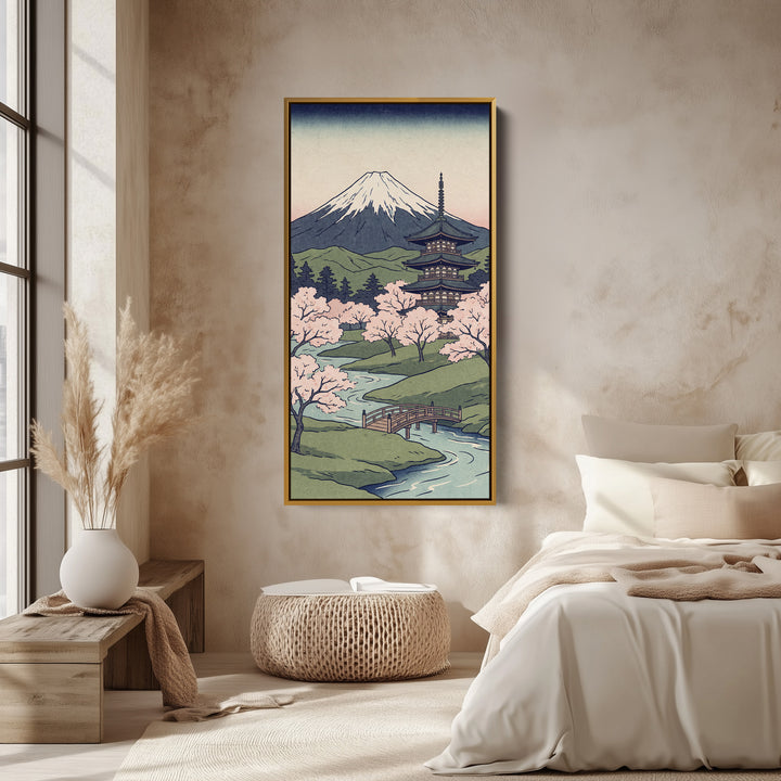 Tall Wall Art Mount Fuji Pagoda Portrait Wall Art For Bedroom
