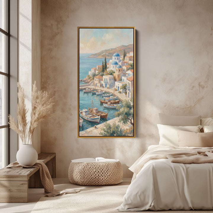Tall Wall Art For Office Harbour Town With Boats Vertical Canvas