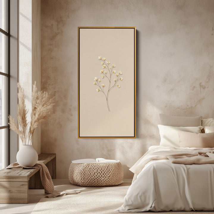 Large Vertical Wall Art Single Flowering Stem Tall Canvas For Bedroom