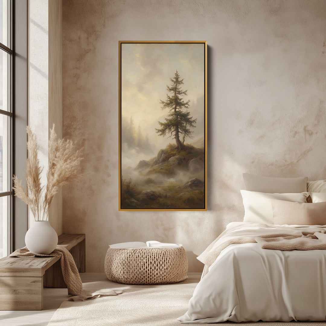 Large Vertical Wall Art Tall Narrow Canvas Lone Pine On Rocky Hill For Hallway