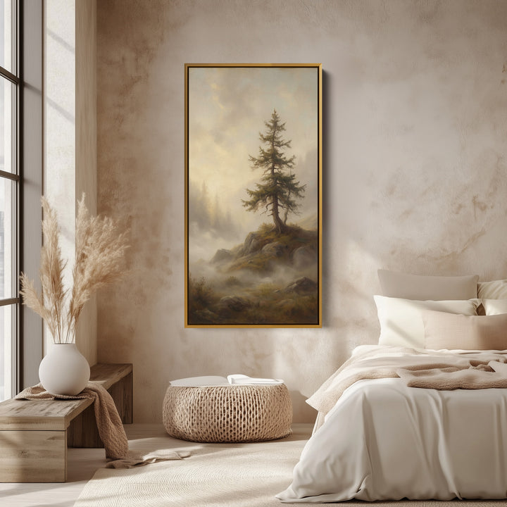 Large Vertical Wall Art Tall Narrow Canvas Lone Pine On Rocky Hill For Hallway