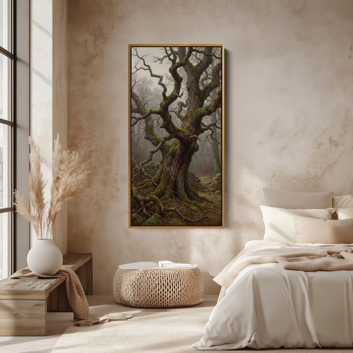 Tall Framed Canvas Twisted Tree Forest Scene Tall Canvas For Living Room
