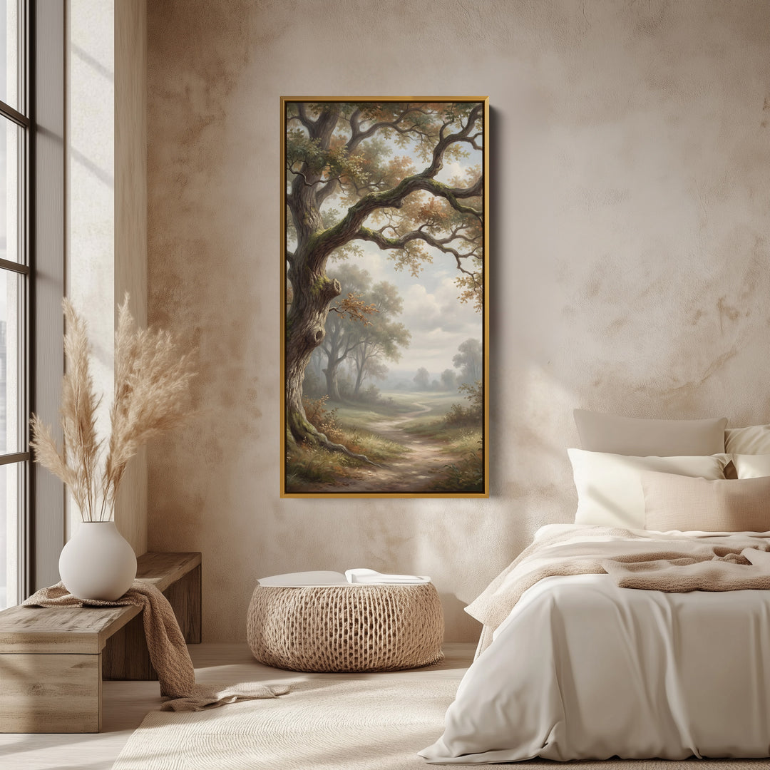 Vertical Wall Art Oak Branches Over Path Large Vertical Wall Art For Hallway