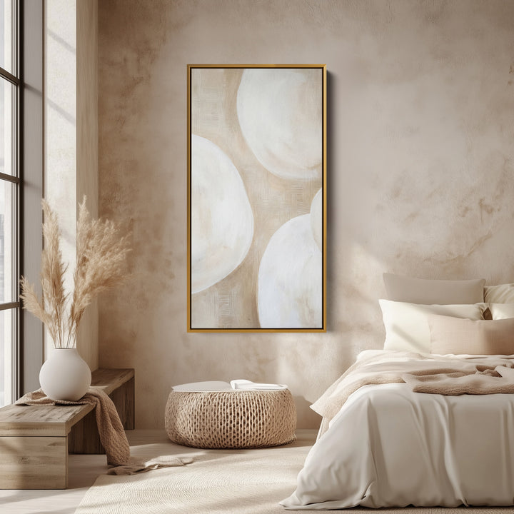 Tall Narrow Canvas Neutral Abstract Circles Tall Canvas For Living Room
