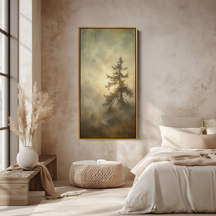 Large Vertical Wall Art Portrait Wall Art Pine Tree In Foggy Light For Hallway