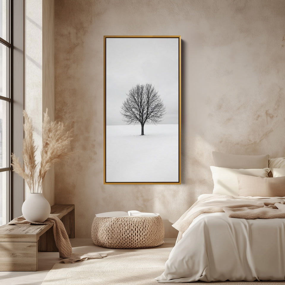 Long Wall Art Bare Tree In Snow Portrait Wall Art For Kitchen