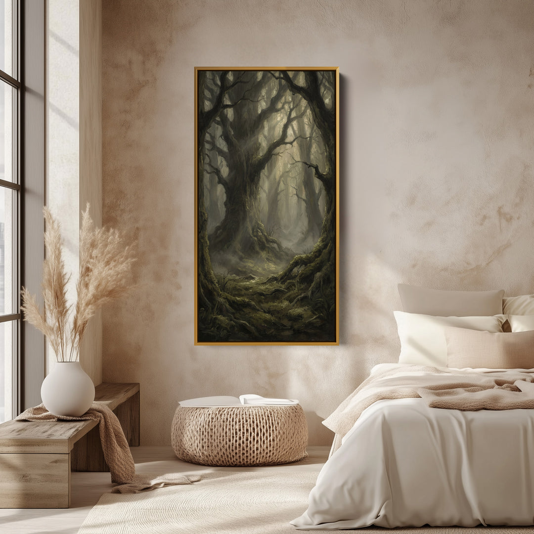 Large Vertical Wall Art Dark Forest With Moss Portrait Wall Art For Kitchen