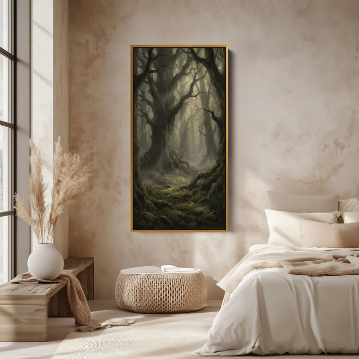 Large Vertical Wall Art Dark Forest With Moss Portrait Wall Art For Kitchen
